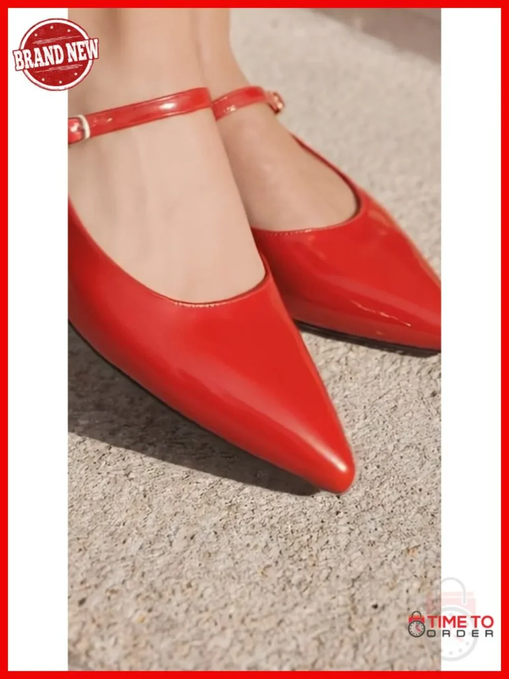 Slingback Pointed Toe Mary Jane Flats with Buckle Strap Low Heel Dressy Flats